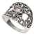 Amethyst band ring, 'Garden of Mystique' - 925 Silver Heart Band Ring with Amethyst Fair Trade Jewelry thumbail