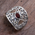Garnet band ring, 'Garden of Passion' - Fair Trade 925 Silver Jewellery Heart Band Ring with Garnet