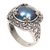 Cultured mabe pearl cocktail ring, 'Blue Lunar' - Mabe Pearl and Sterling Silver Floral Motif Cocktail Ring thumbail