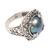 Cultured mabe pearl cocktail ring, 'Blue Lunar' - Mabe Pearl and Sterling Silver Floral Motif Cocktail Ring (image 2b) thumbail