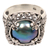 Cultured mabe pearl cocktail ring, 'Blue Lunar' - Mabe Pearl and Sterling Silver Floral Motif Cocktail Ring (image 2c) thumbail