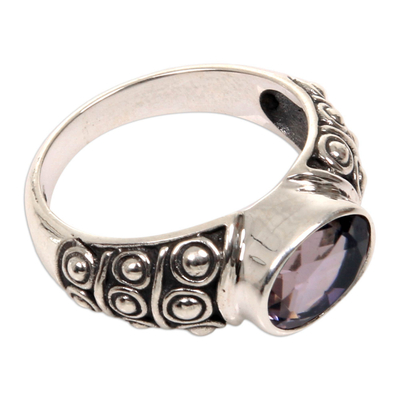anillo de amatista - Anillo de plata con amatista hecho a mano balinés.