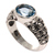 Blue topaz band ring, 'Sukawati Tradition' - Blue Topaz Balinese Band Ring Crafted of Sterling Silver
