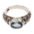 Blue topaz band ring, 'Sukawati Tradition' - Blue Topaz Balinese Band Ring Crafted of Sterling Silver