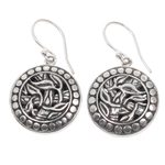 Sterling silver dangle earrings, 'Bamboo Labyrinth' - Balinese Sterling Silver Bamboo Theme Handcrafted Earrings