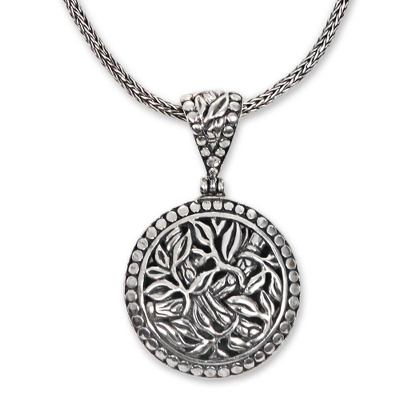Sterling silver pendant necklace, 'Bamboo Labyrinth' - Balinese Sterling Silver Bamboo Theme Handcrafted Necklace