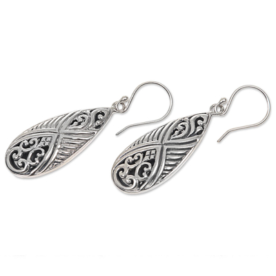 Sterling silver dangle earrings, 'Chrysalis' - Fair Trade Sterling Silver Dangle Hook Earrings