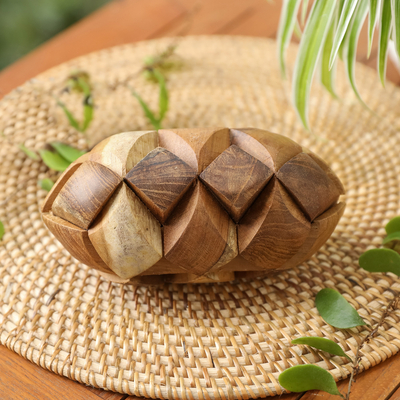 Rompecabezas de madera de teca - Rompecabezas de madera de teca hecho a mano de Java