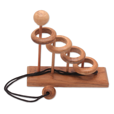 Teak wood puzzle, 'Magic Knot' - Artisan Crafted Teak Wood Desktop Puzzle Game from Java