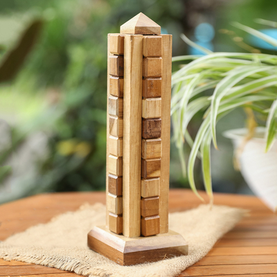 Kiva Store  Hand Crafted Recycled Teak Wood Puzzle from Java - Tray of Fun