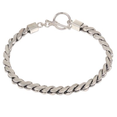 Sterling silver chain bracelet, 'Bold Simplicity' - Sterling Silver Unisex Chain Bracelet from Indonesia