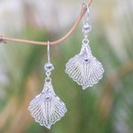 Sterling silver filigree dangle earrings, 'White Mustard' - Handmade Sterling Silver Dangle Earrings with Floral Motif