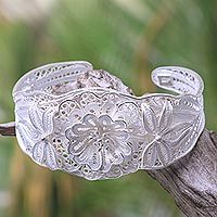 Filigree Flower Sterling Silver Brooch Pin - Tiger Lily