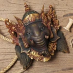 Wood mask, 'Bestower of Happiness' - Artisan Crafted Acacia Wood Mask of Ganesha from Bali