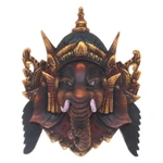 Wood mask, 'Bestower of Happiness' - Artisan Crafted Acacia Wood Mask of Ganesha from Bali