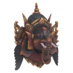 Wood mask, 'Bestower of Happiness' - Artisan Crafted Acacia Wood Mask of Ganesha from Bali