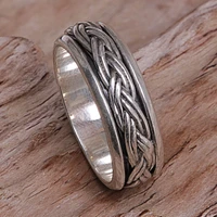 Sterling silver meditation spinner ring, 'Eternal Bond'