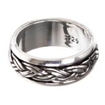 Sterling silver meditation spinner ring, 'Eternal Bond' - Hand Made Sterling Silver Spinner Meditation Ring from Bali
