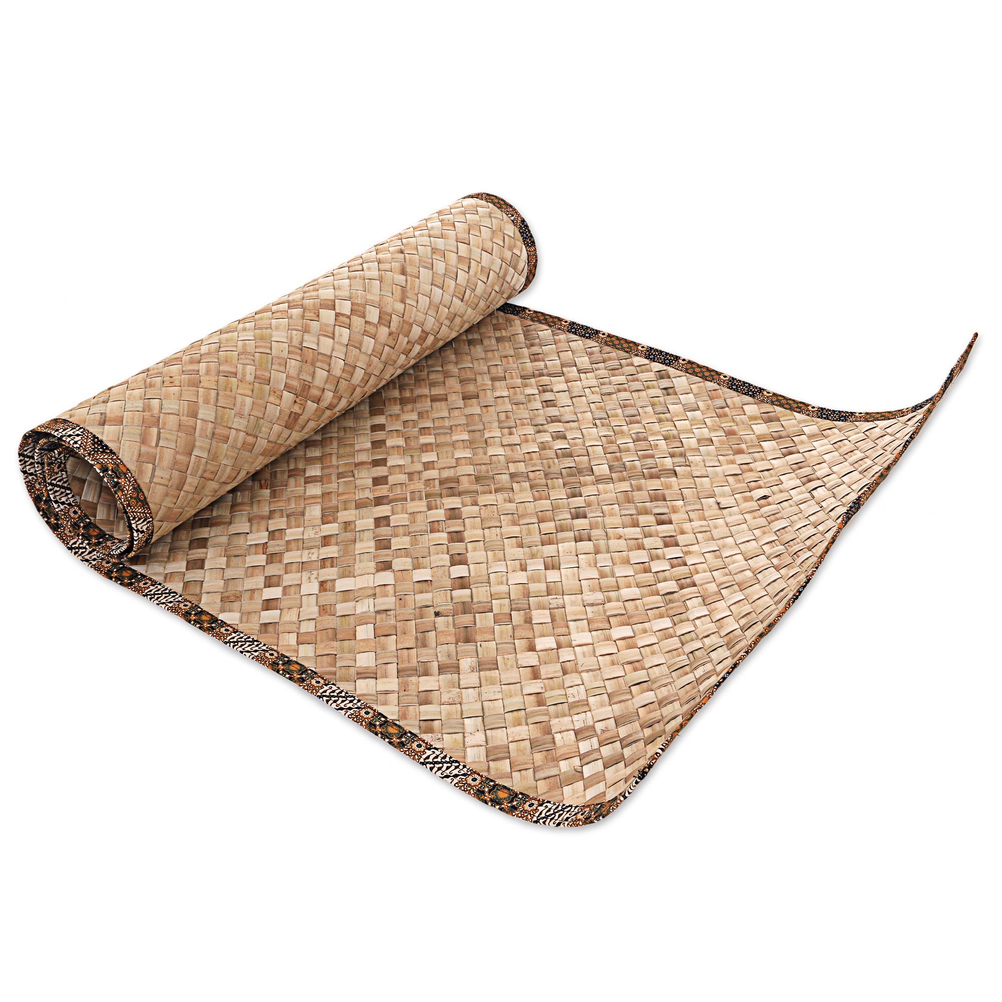 Natural Pandan Leaf Yoga Mat with Handmade Batik Bag Jawadwipa II