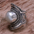 Cultured pearl cocktail ring, 'Dotted Moon' - Handcrafted Cultured Mabe Pearl Cocktail Ring from Bali (image 2c) thumbail