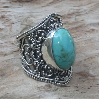 Hand Made Sterling Silver Turquoise Ring from Indonesia