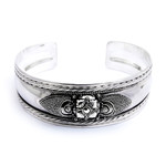 Sterling silver cuff bracelet, 'Elegant Blossom' - Sterling Silver Flower Cuff Bracelet Handmade in Indonesia
