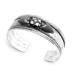 Sterling silver cuff bracelet, 'Elegant Blossom' - Sterling Silver Flower Cuff Bracelet Handmade in Indonesia