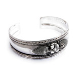 Sterling silver cuff bracelet, 'Elegant Blossom' - Sterling Silver Flower Cuff Bracelet Handmade in Indonesia