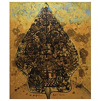 „Gunungan Tree of Life“ – abstraktes Baum-des-Lebensgemälde zum Thema Weltfrieden aus Java