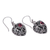 Garnet dangle earrings, 'Heart in the Forest' - Sterling Silver Heart Earrings with Passionate Red Garnets (image 2b) thumbail