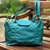 Leather shoulder bag, 'Caribbean Blue' - Handmade Caribbean Blue Leather Shoulder Bag for Women (image 2) thumbail