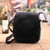 Leather shoulder bag, 'Kingdom Traveler' - Handcrafted Leather Shoulder Bag Black Front Flap 6 Pockets thumbail