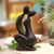 Wood statuette, 'Eternal Kiss' - Hand Carved Suar Wood Statuette of Man and Woman in Black (image 2) thumbail