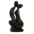 Wood statuette, 'Eternal Kiss' - Hand Carved Suar Wood Statuette of Man and Woman in Black thumbail