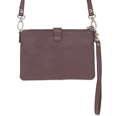 Leather wristlet or shoulder bag, 'Versatile Chic' - Leather Shoulder Bag Clutch Wallet