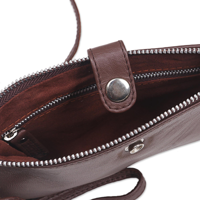Leather wristlet or shoulder bag, 'Versatile Chic' - Leather Shoulder Bag Clutch Wallet