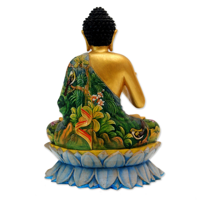 Holzskulptur, „Vitarka Mudra Buddha“ – handgeschnitzte Holzskulptur von Buddha Mudra aus Indonesien