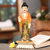 Wood statuette, 'Buddha Bless You' - Balinese Hand Painted and Hand Carved Wood Buddha Statuette (image 2) thumbail