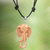 Bone and leather pendant necklace, 'Spirit of the Elephant' - Artisan Crafted Brown Elephant Necklace in Leather and Bone (image 2) thumbail