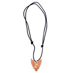 Bone pendant necklace, 'Flying Skull' - Hand Carved Bone Pendant Necklace of a Skull from Indonesia