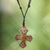 Bone pendant necklace, 'Sacred Bone' - Cross Bone Pendant Necklace with Leather Cord from Bali (image 2) thumbail