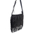 Leather shoulder bag, 'Black Java Stars' - Handmade Fringed Black Leather Shoulder Bag from Bali (image 2b) thumbail