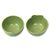 Small ceramic bowls, 'Green Banana Leaves' (pair) - Hand Made Green Ceramic Bowls (Pair) from Indonesia