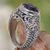 Gold accent amethyst cocktail ring, 'Rembulan Sparkle' - Gold Accent Amethyst Silver 925 Ring Handcrafted in Bali (image 2) thumbail