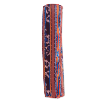Cotton yoga mat bag, 'Troso Dusk' - 100% Hand Woven Cotton Lined Yoga Bag with One Inner Pocket