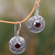 Garnet dangle earrings, 'Balinese Aura' - Handcrafted Balinese Sterling Silver Garnet Earrings (image 2) thumbail