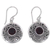 Garnet dangle earrings, 'Balinese Aura' - Handcrafted Balinese Sterling Silver Garnet Earrings thumbail