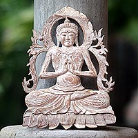 Wood relief panel, 'Buddha Meditates' - Wood Relief Panel Wall Sculpture 'Buddha Meditates' NOVICA