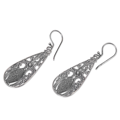 Sterling silver dangle earrings, 'Silver Swing' - Sterling Silver Dangle Teardrop Earrings Made in Indonesia
