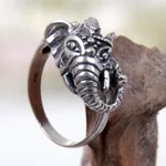 Sterling silver cocktail ring, 'Gallant Elephant' - Sterling Silver Elephant Ring Hand Crafted in Indonesia